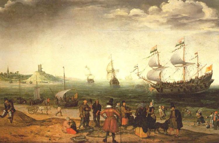WILLAERTS, Adam Coastal Landscape with Ships Sweden oil painting art